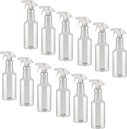 Spray Bottle - (Large - 32 Oz) - All-Purpose, Empty Reuseable, Heavy Duty, Clear PET Plastic, Trigger Sprayer