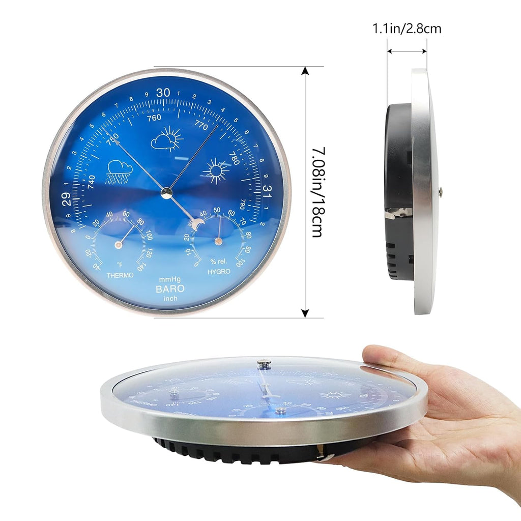 3-in-1 All-Season Wall Hanging Thermometer, Barometer, Hygrometer | Accurate Weather Station for Home and Office |