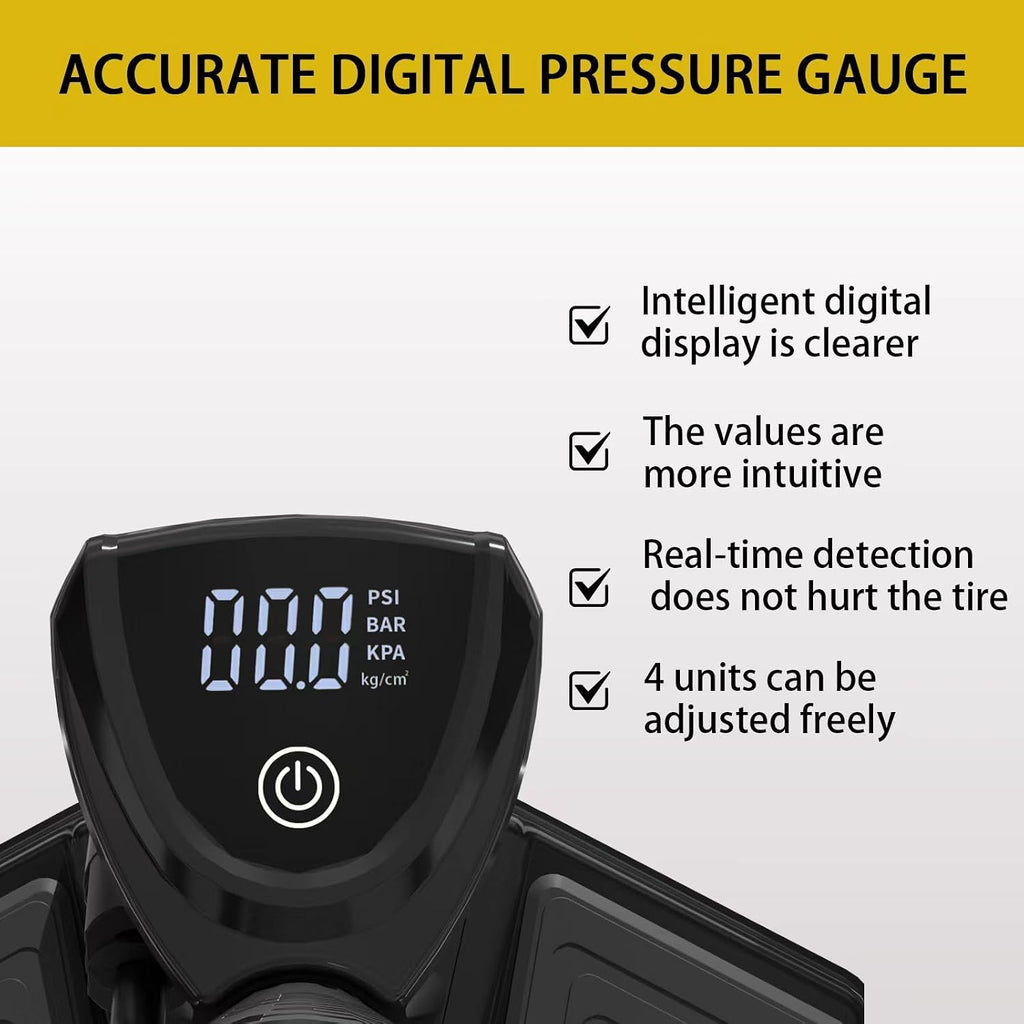 Bike Pump with Precision Digital Pressure Gauge,Floor Bicycle Tire Pump Compatible with Presta and Schrader Valve