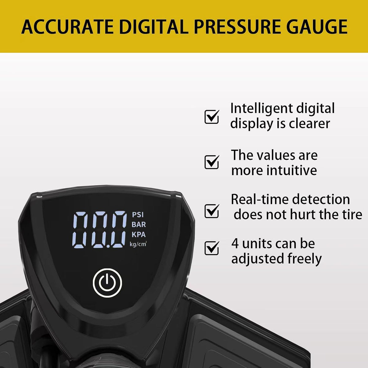 Bike Pump with Precision Digital Pressure Gauge,Floor Bicycle Tire Pump Compatible with Presta and Schrader Valve