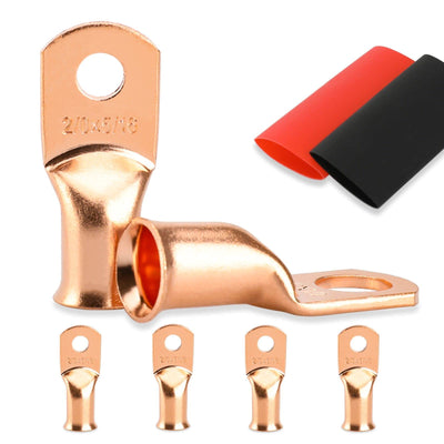 HOUSUN 4PCS 2/0 Gauge Copper Lugs,5/16 Battery Cable Lugs,Wire Connectors