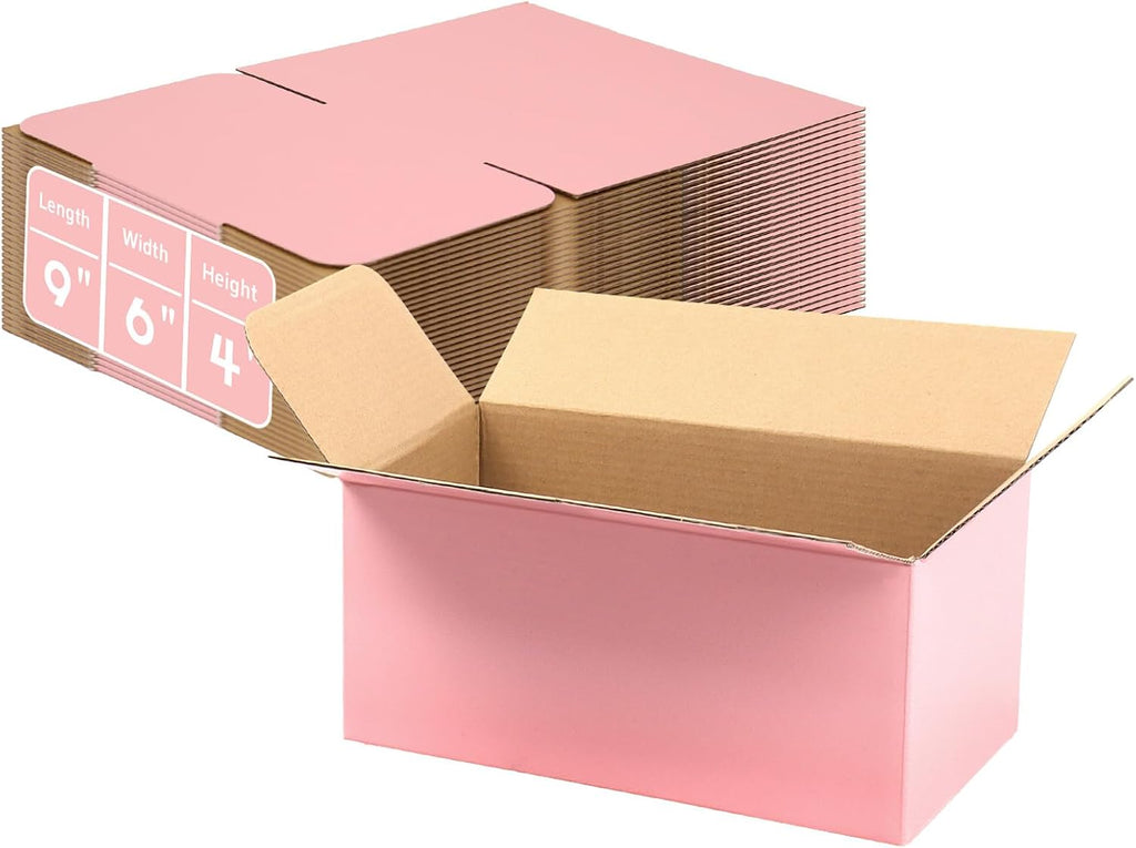 9x6x4 in Shipping Boxes, Pink Cardboard Boxes for Small Business, Medium Mailing Boxes, Stackable Durable Mailers