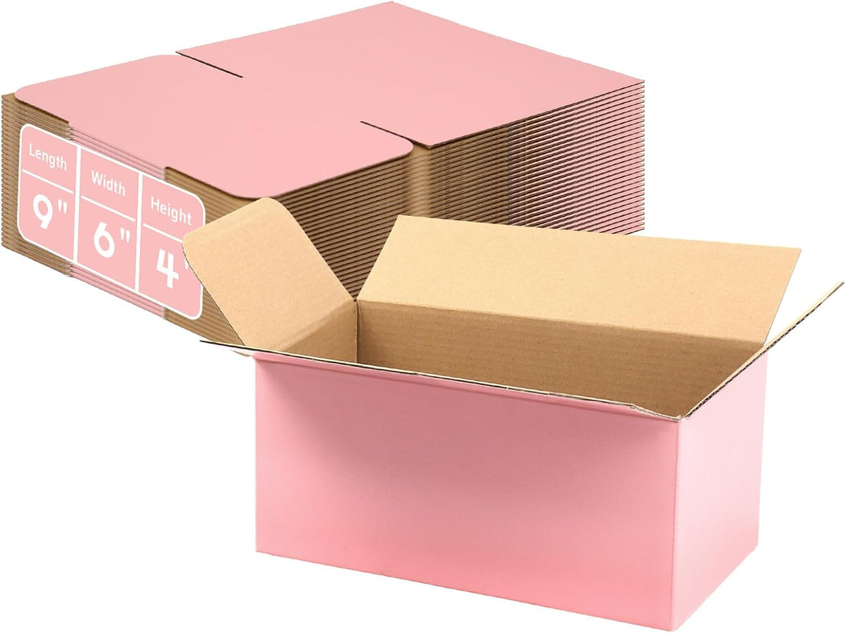 9x6x4 in Shipping Boxes, Pink Cardboard Boxes for Small Business, Medium Mailing Boxes, Stackable Durable Mailers