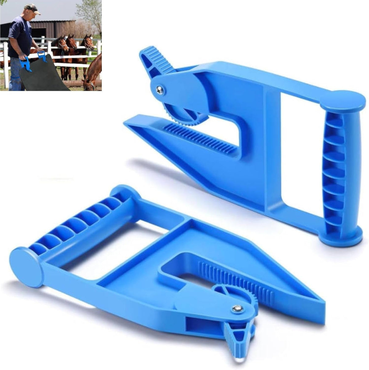 Pair of Heavy Duty Stall Mat Movers – Rubber Mat Grippers Tool for Horse Stalls, Gym & Trailer Mats, Ergonomic Mat
