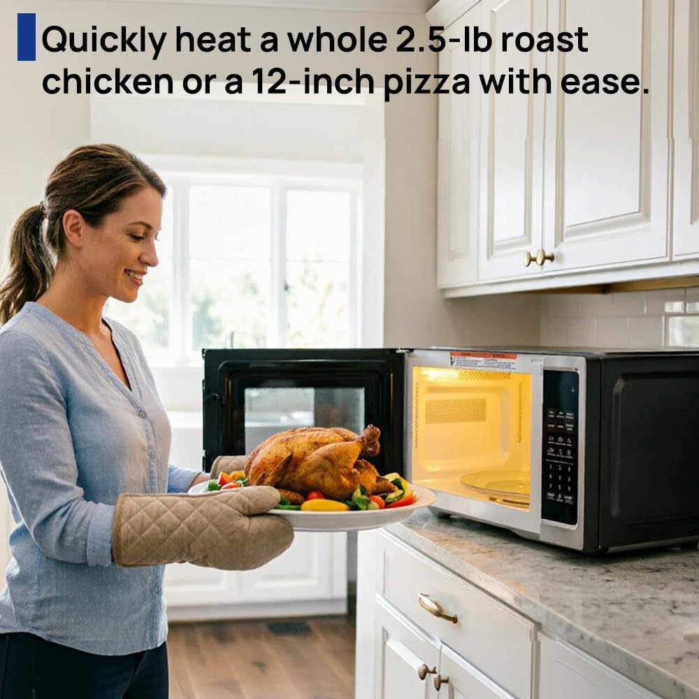 Microwave Oven Countertop 900W, 0.9 Cu.Ft Ovens with Removable Turntable and Child Lock, Small Mini Microwave Compact