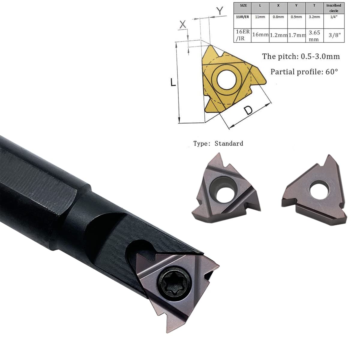 GBJ SNL0013M16 Left Hand Threading Boring Bar with 16ER AG60 Inserts