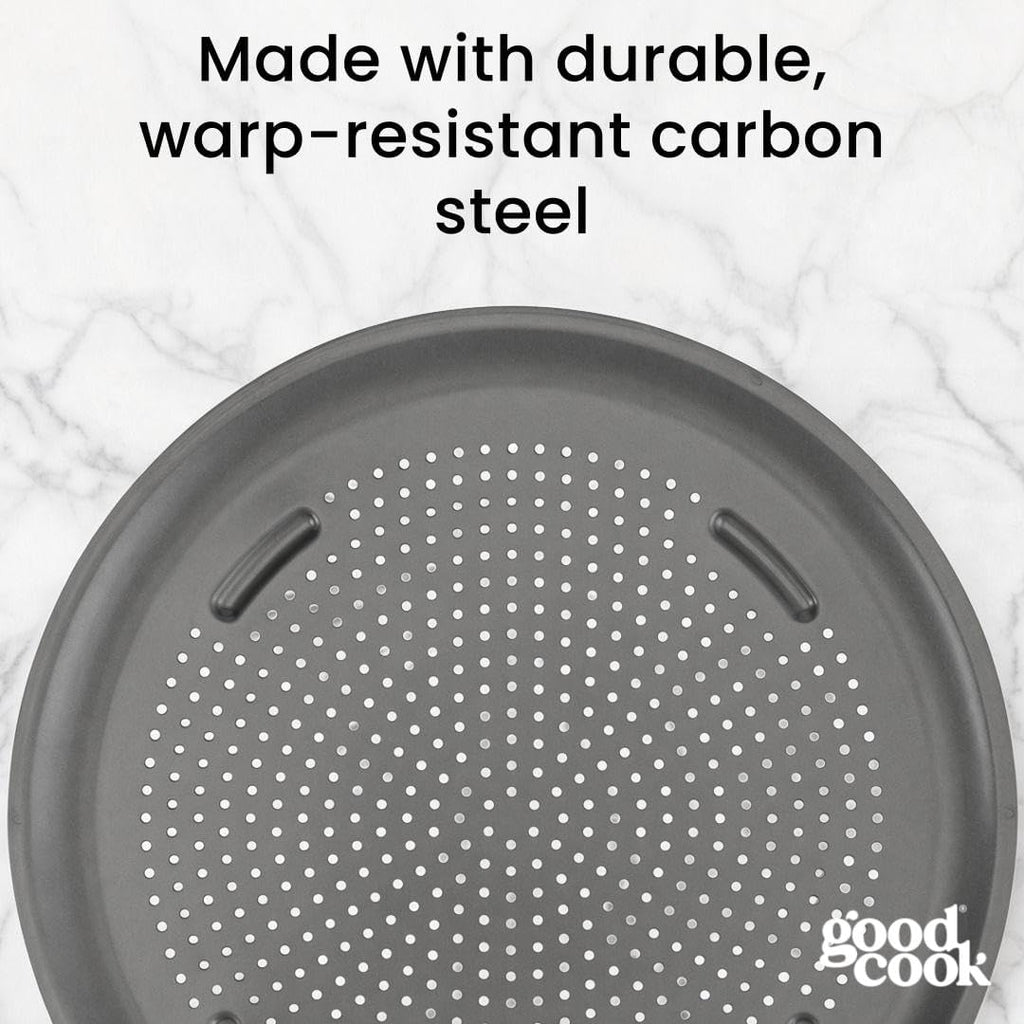 AirPerfect Pizza Pan with Cutting Guides, 16-Inch, Gray