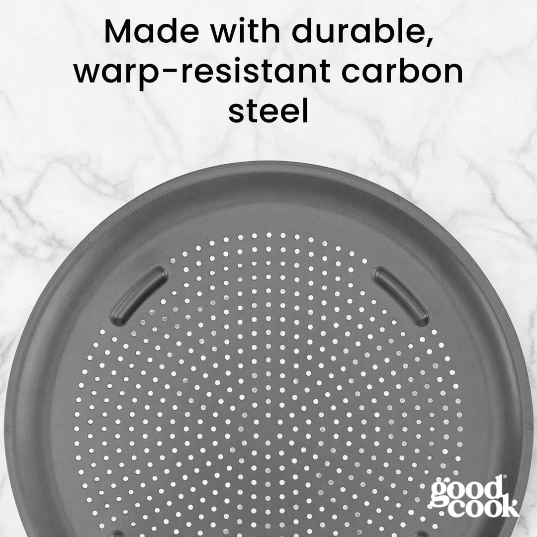AirPerfect Pizza Pan with Cutting Guides, 16-Inch, Gray
