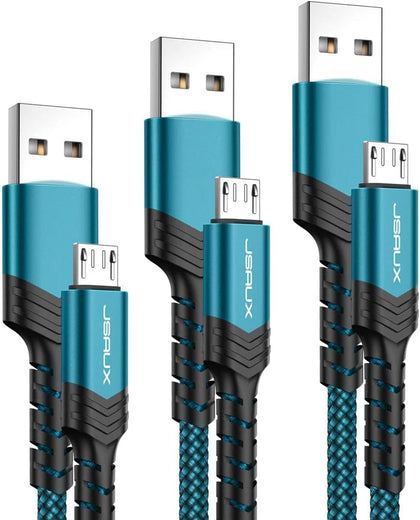Micro USB Charger Cable, (3-Pack 3.3ft+6.6ft+10ft) Android Charger Micro USB to USB A Nylon Braided Cord Compatible