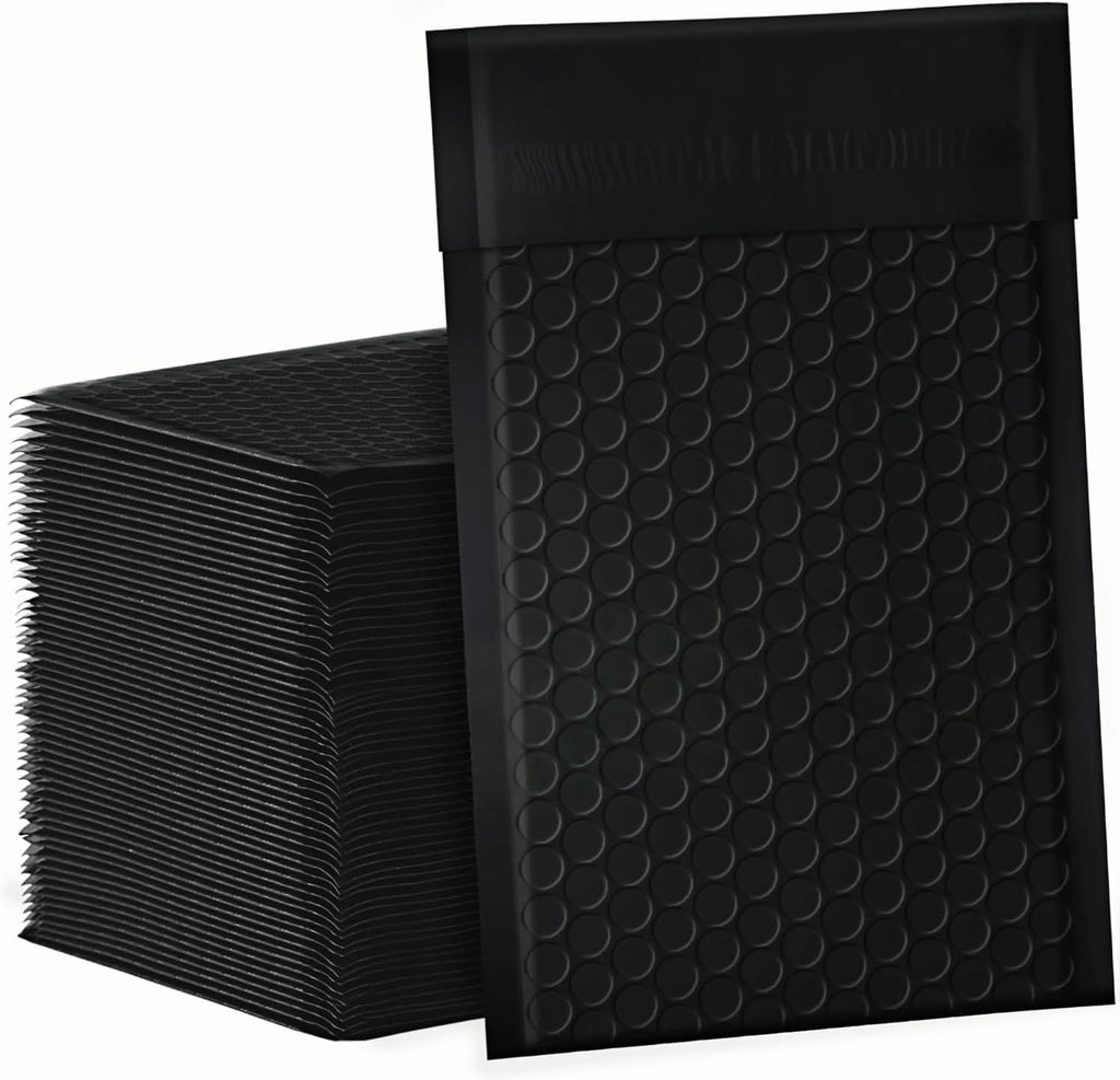 Bubble Mailers 4x8" 100 Pack Black Padded Envelopes Waterproof Usable Size 4x7 Self-Seal Padded Mailing Envelopes