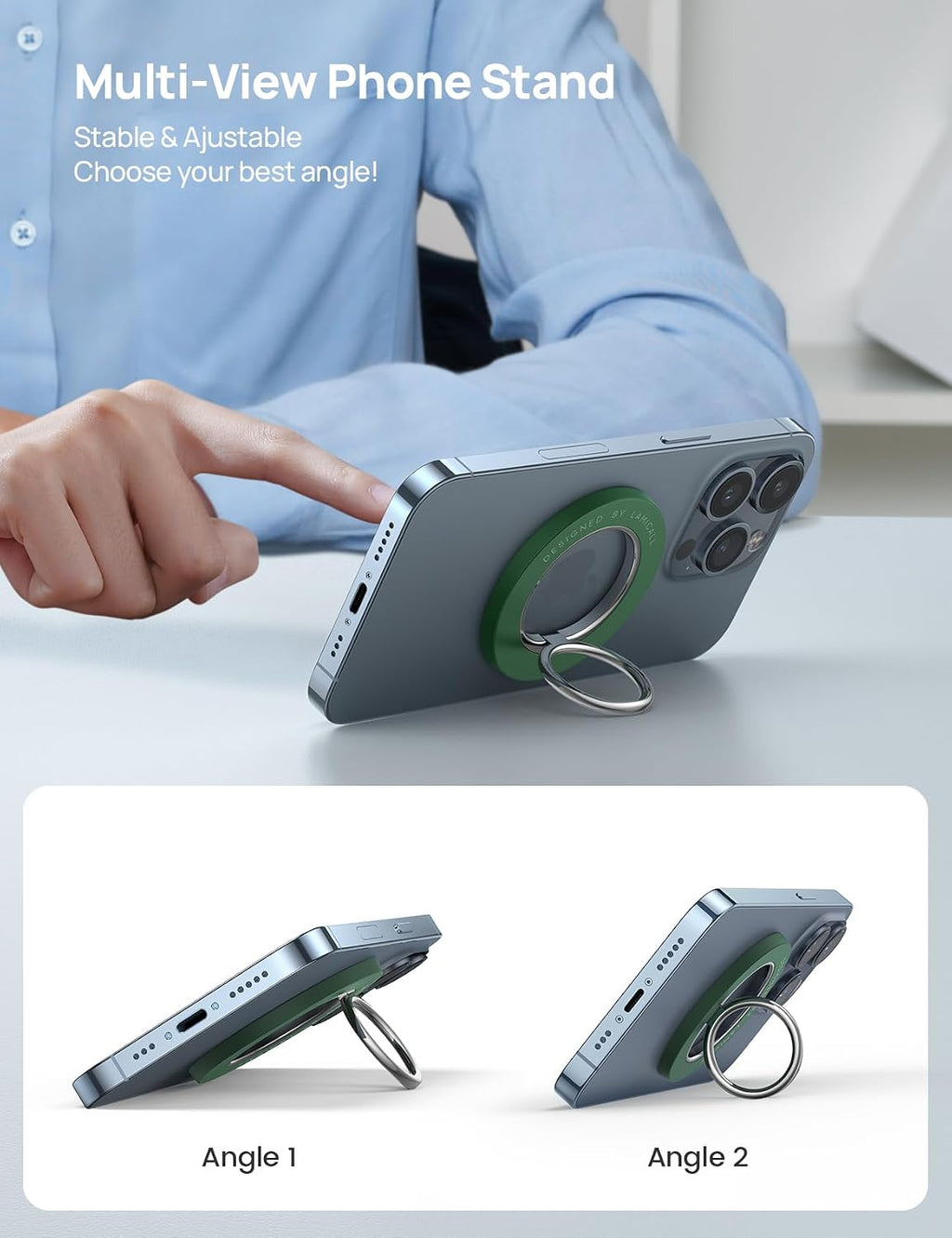Magnetic Phone Grip for MagSafe Accessories, Strong Magnet Ring | 360° Rotation, 1s Snap Finger Hand Holder, Stand