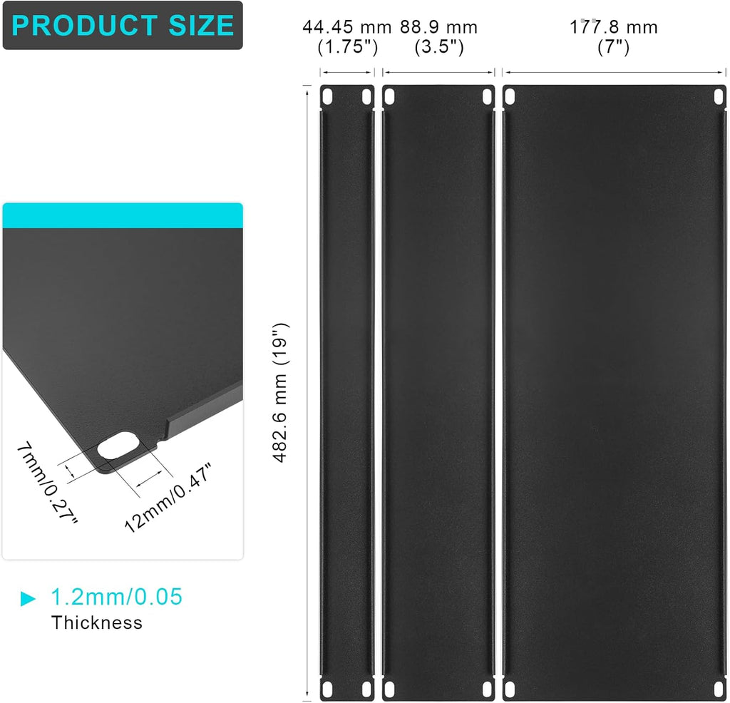 6 Pcs 1U,2U,4U Blank Panel Metal Rack Mount, 19 Inches, Filler Panel Mount Spacer Rack Blanking Panel Kit for Enclosure Server Rack Cabinet Black
