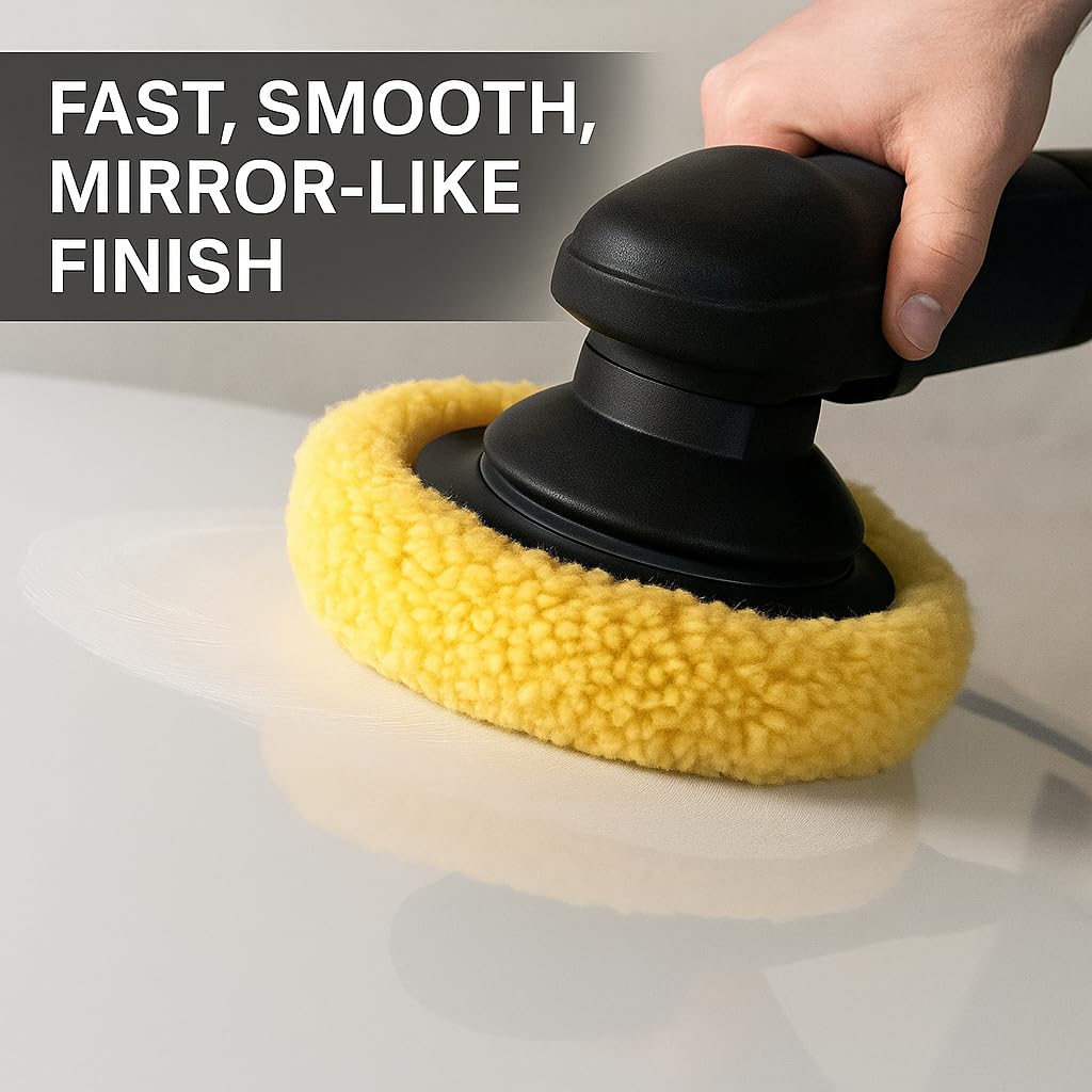 7.5" Wool Polishing Pad 2-Pack – Blended Wool Buffing Pads for Cars, Boats & RVs – Hook & Loop Backing – Removes