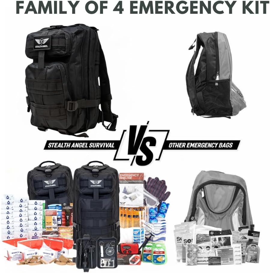 Survival - 72 Hour Family Emergency Kit - 1-5 Person Survival Bag for Earthquakes, Hurricanes, and Other Natural