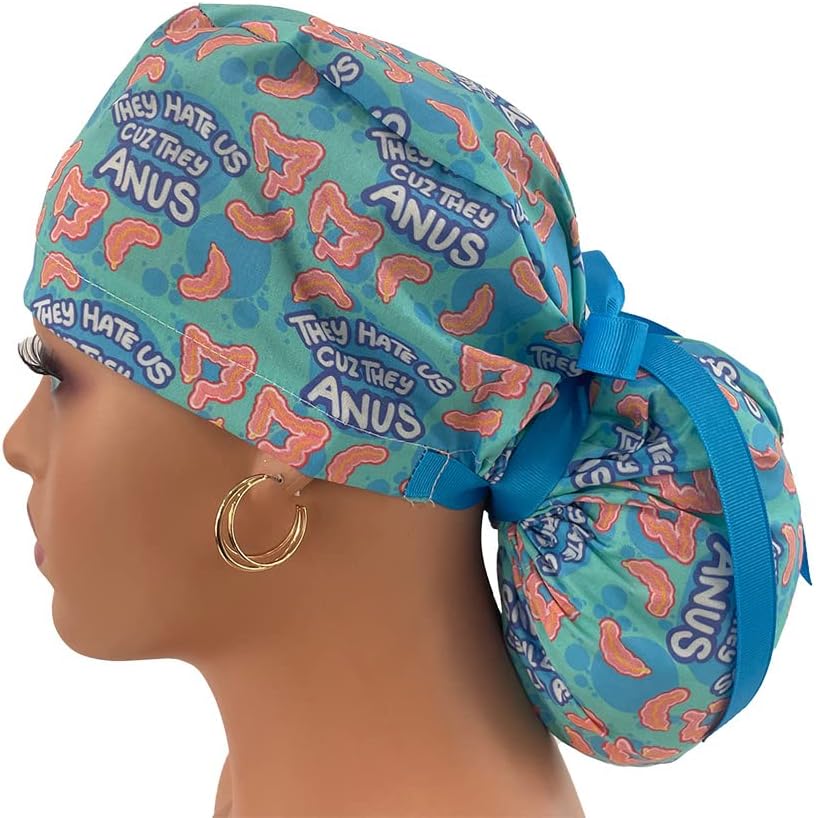 Ponytail Medical Scrub Cap. They Hate Us Because They Anus | Dr. Hats - Nurses Hats Black