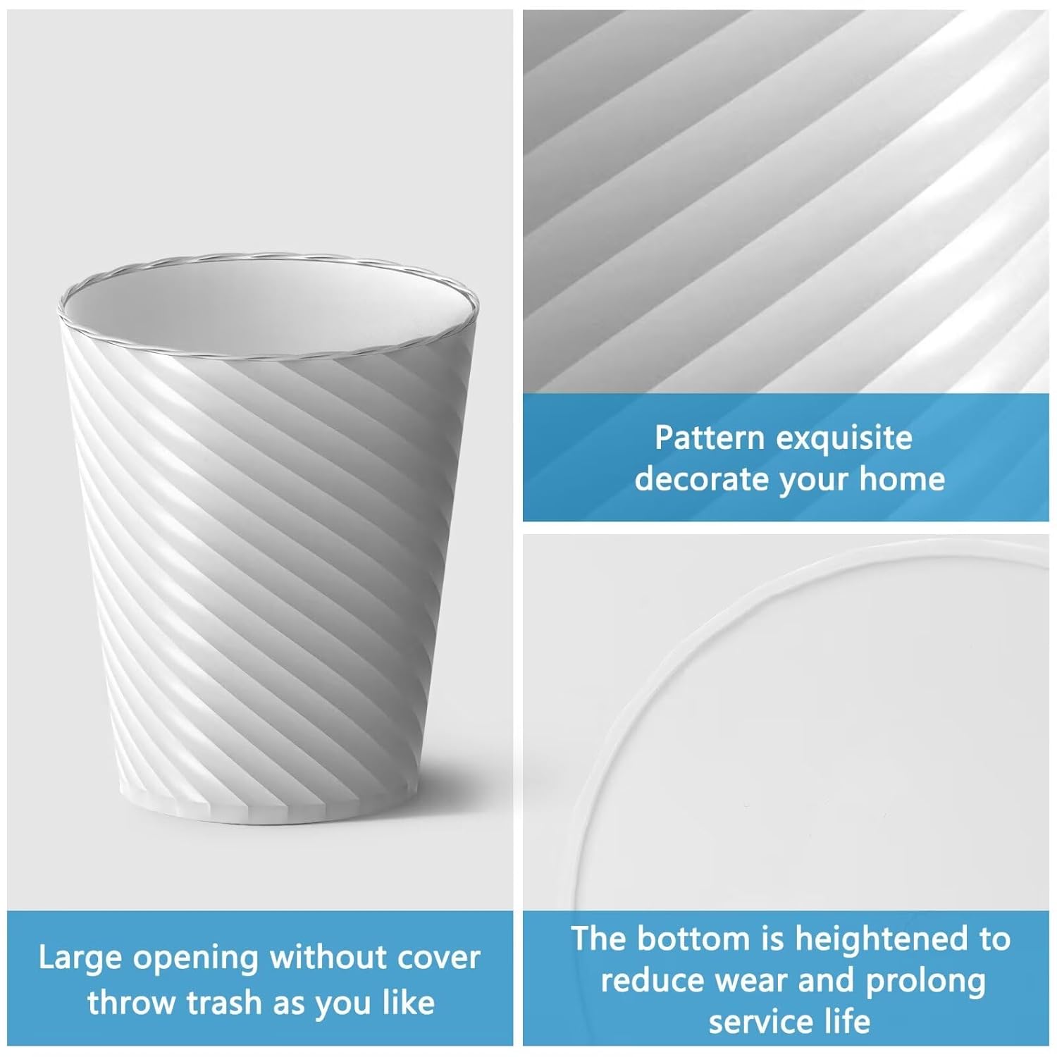 Bathroom Trash Can 3 Pack, 1.8 Gallon Small Trash Can with Trash Bags | Garbage Can for Bedroom Living Room