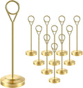 12 Pcs Gold Table Number Holders, 6 Inch Tall Place Card Holders for Table, Sturdy Photo Picture Holders with