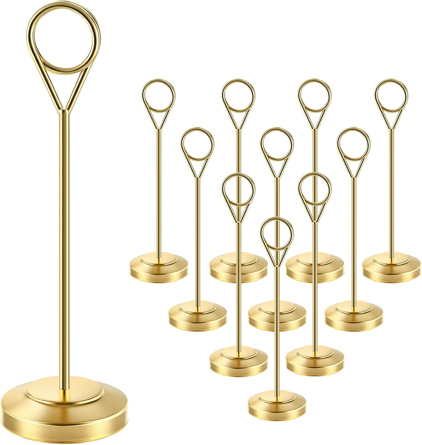12 Pcs Gold Table Number Holders, 6 Inch Tall Place Card Holders for Table, Sturdy Photo Picture Holders with