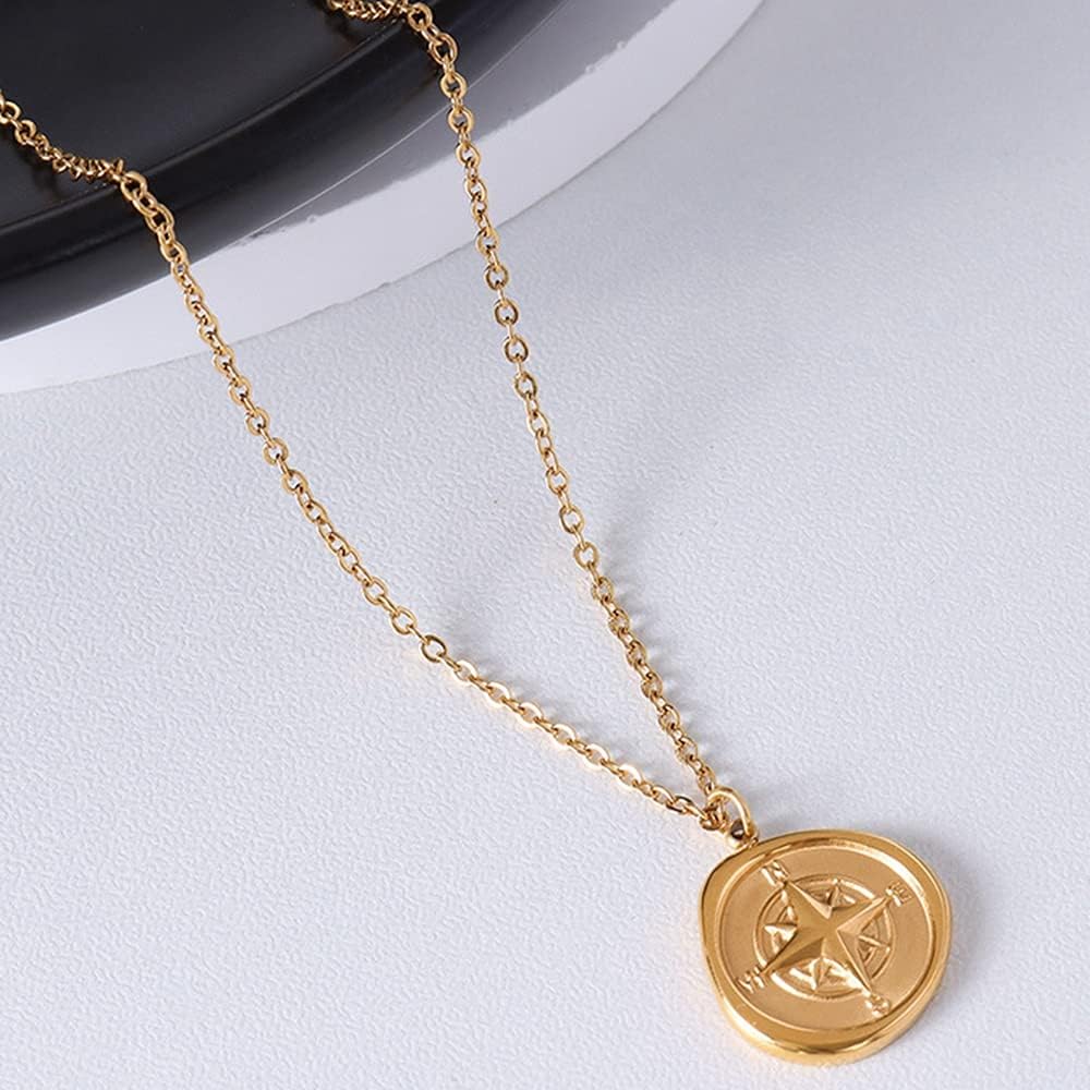 Jewelers Stainless Steel Compass Style Charm Wedding Promise Statement Collar Necklace