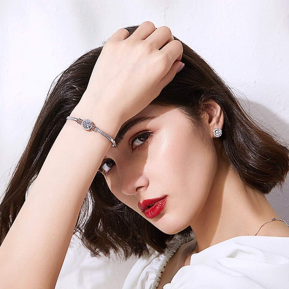 Jewellery Set Heart Pendant Necklace and Earrings Set Cubic Zirconia Jewellery for Women