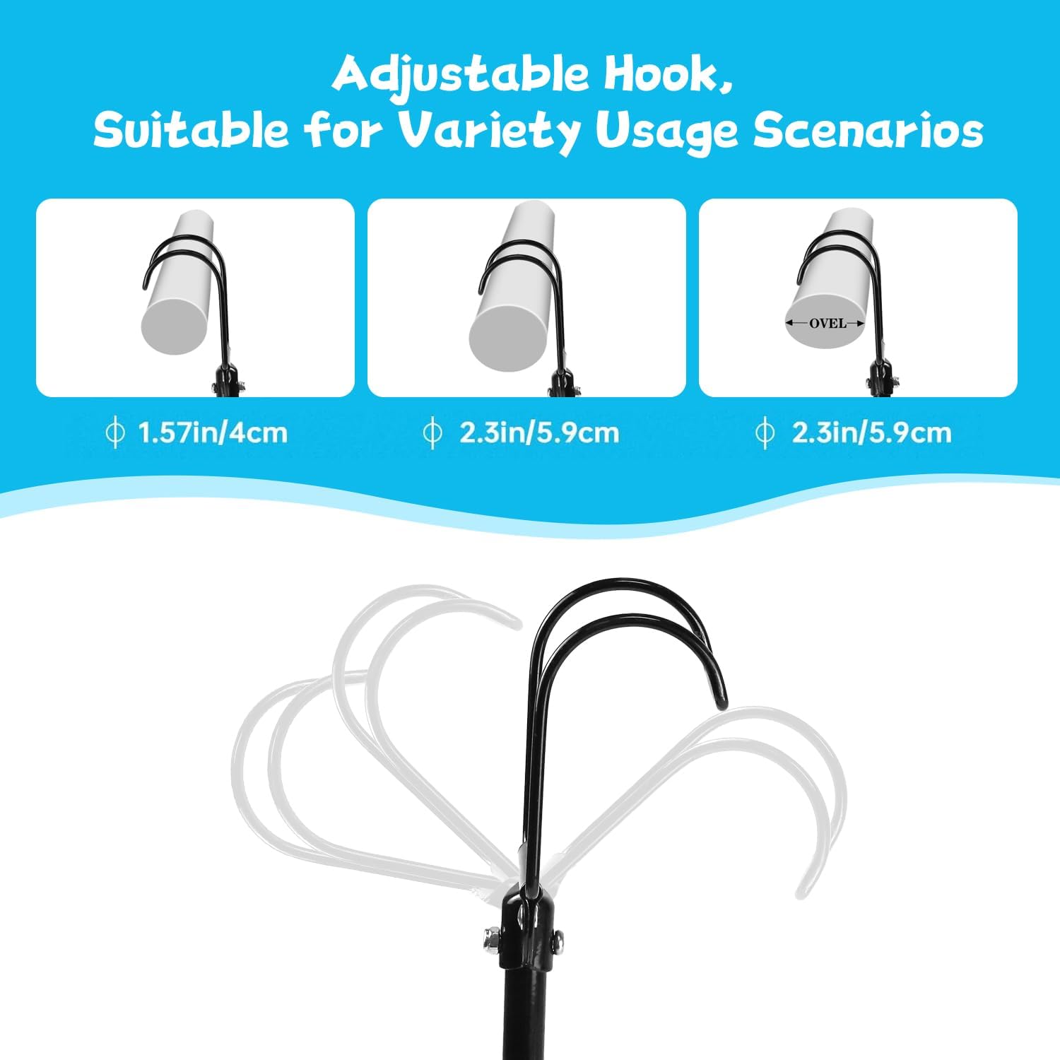 Pool Cover Holder, 4Pcs Solar Pool Cover Holder, Adjustable U-Shaped Hooks Keep for Framed Above-Ground Swimming