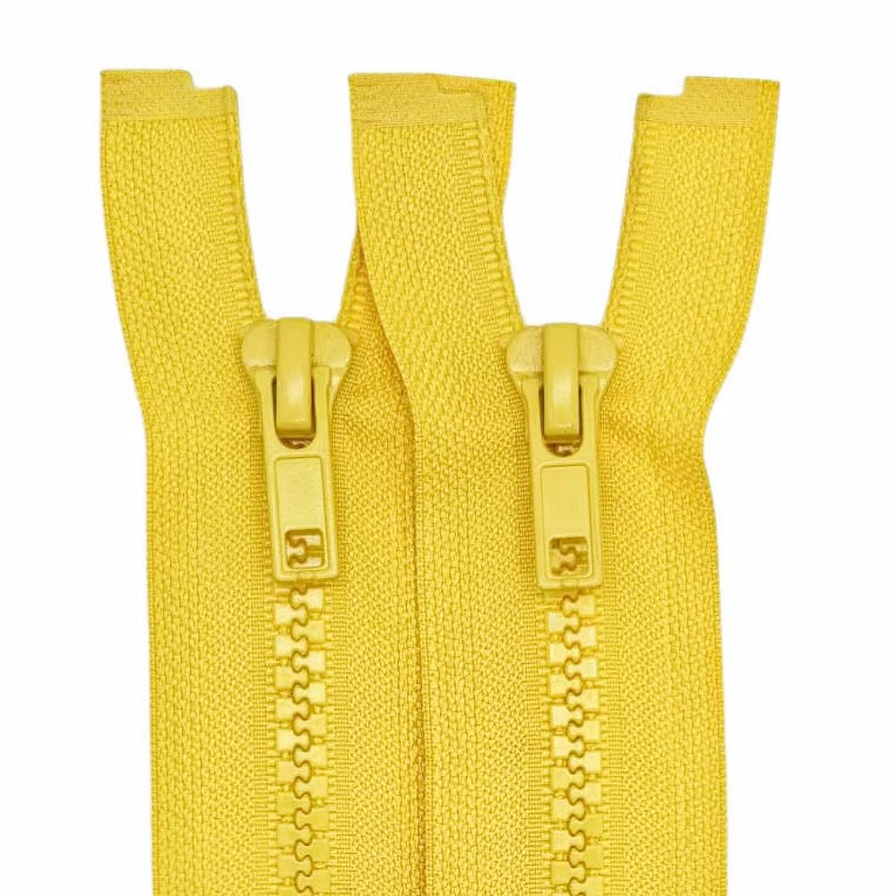2PCS #5 8 Inch Separating Jacket Zippers for Sewing (Yellow)