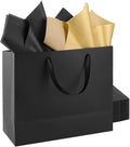 12 Pack Extra Large Black Gift Bags with Handles & 24 Tissue Papers