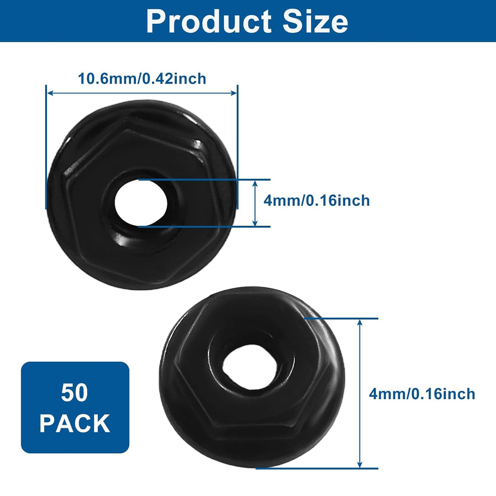 Jiozermi 6-32 Serrated Flange Hex Lock Nuts, Black, 50PCS