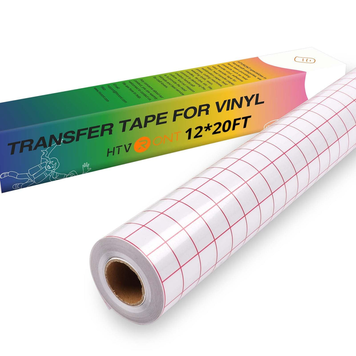 Transfer Tape for Vinyl 12" x 20 FT, Red, Medium Tack