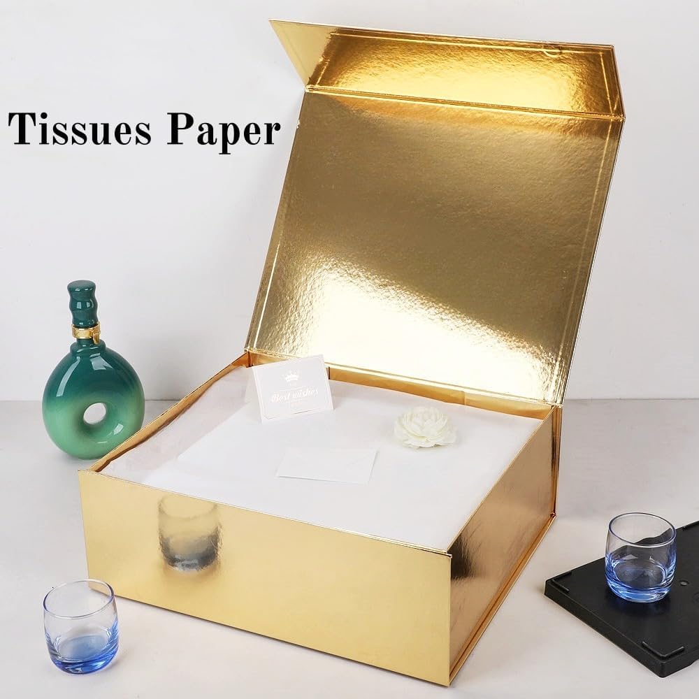 1 Gold Extra Large Gift Box 17x14.5x6 Inch Magnetic Lid