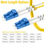 OS2 LC to LC Single Mode Fiber Patch Cables, 3ft/1m