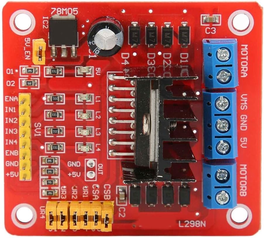 L298N Dual H Bridge Motor Driver Module – Stepper & DC Motor Controller Board with 2A/Bridge, 5V-35V Range for Robotics Application