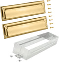 "Nuk3y Solid Brass Mail Slot with Double Flap and Sleeve (Polished Brass, 13"" x 3.625"")"