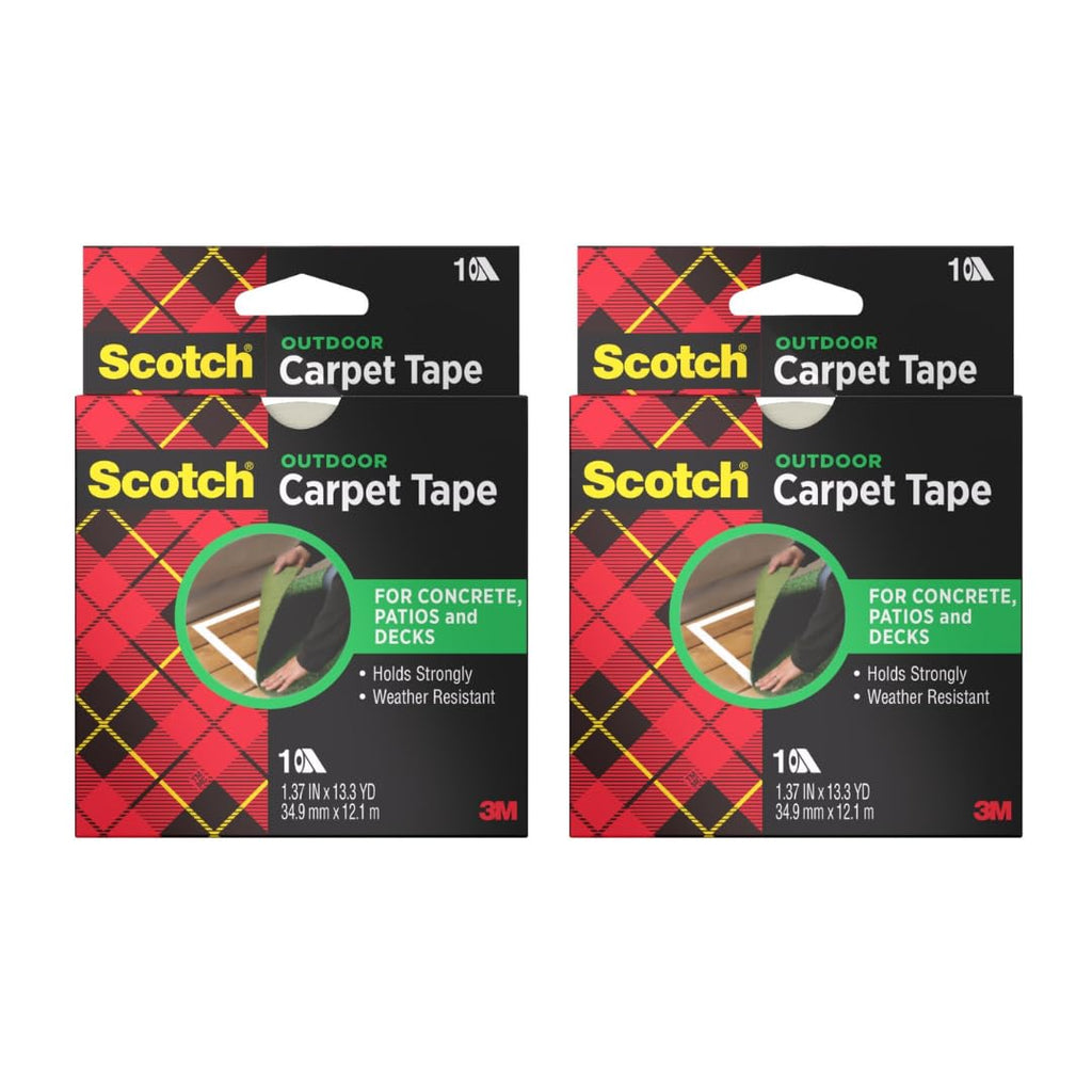 3M Double-Sided Carpet Tape 1.3 in x 40 ft Rolls, 2 Pack