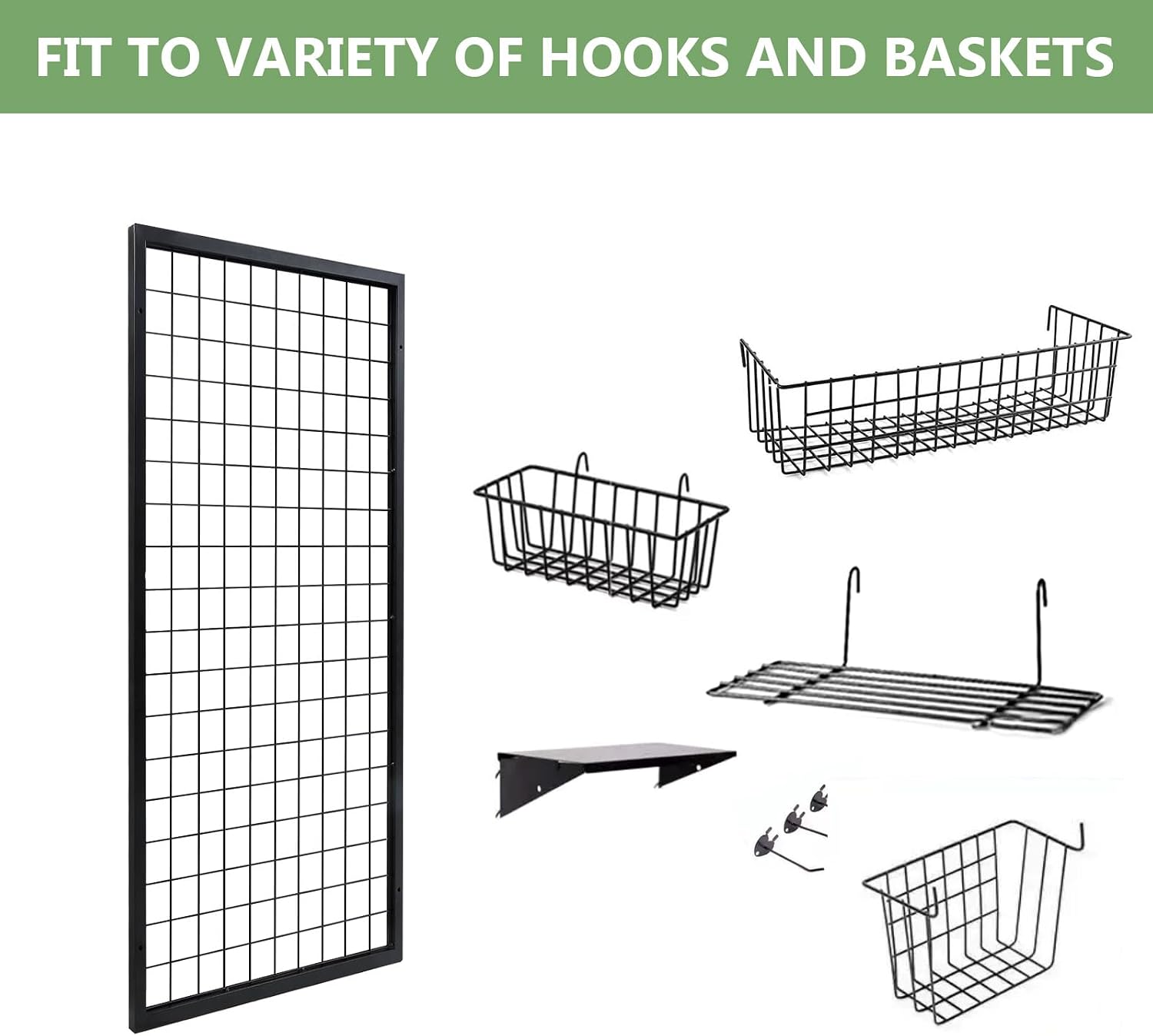 3 Packs Grid Wall Panels, Metal Black Wire Grid Panel, Gridwall Display Rack, Heavy Duty Gridwall Panels for Retail