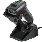 QR Industrial Bluetooth Barcode Scanner with Wireless Charging Stand, Wireless 2D 1D Bar Code Scanner Drop Protection