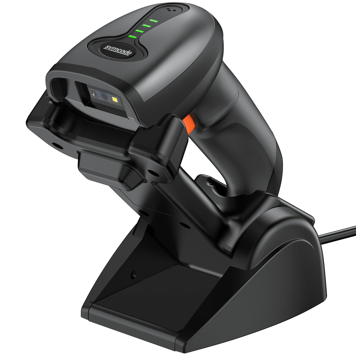 QR Industrial Bluetooth Barcode Scanner with Wireless Charging Stand, Wireless 2D 1D Bar Code Scanner Drop Protection
