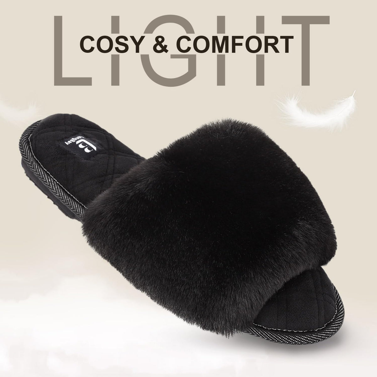 Women's Fuzzy Slippers Comfy Cloud Memory Foam House Shoes Home Open Toe Slides Indoor Outdoor