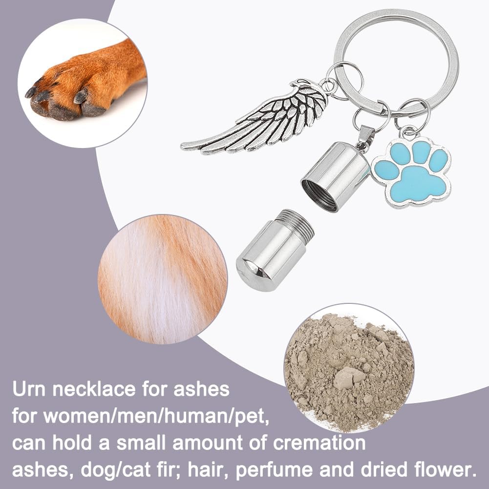 4 Pcs 4 Colors Pet Ashes Key Chain, Pet Memorial Keychain Dog Cat Cremation Keychain Alloy Pet Ashes Keepsake Pet