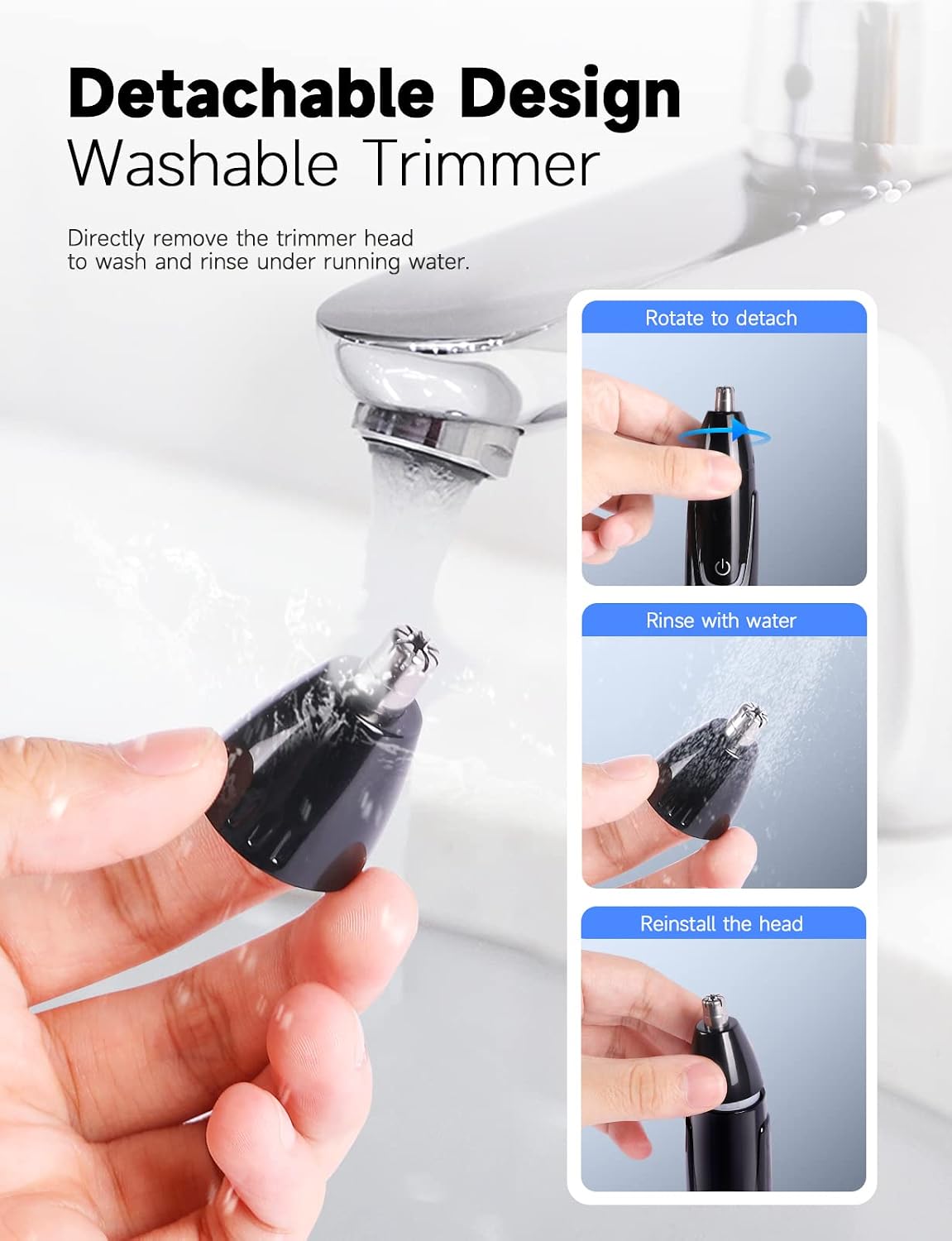 Rechargeable Ear and Nose Hair Trimmer - 2026 Professional Painless Eyebrow & Facial Hair Trimmer for Men Women