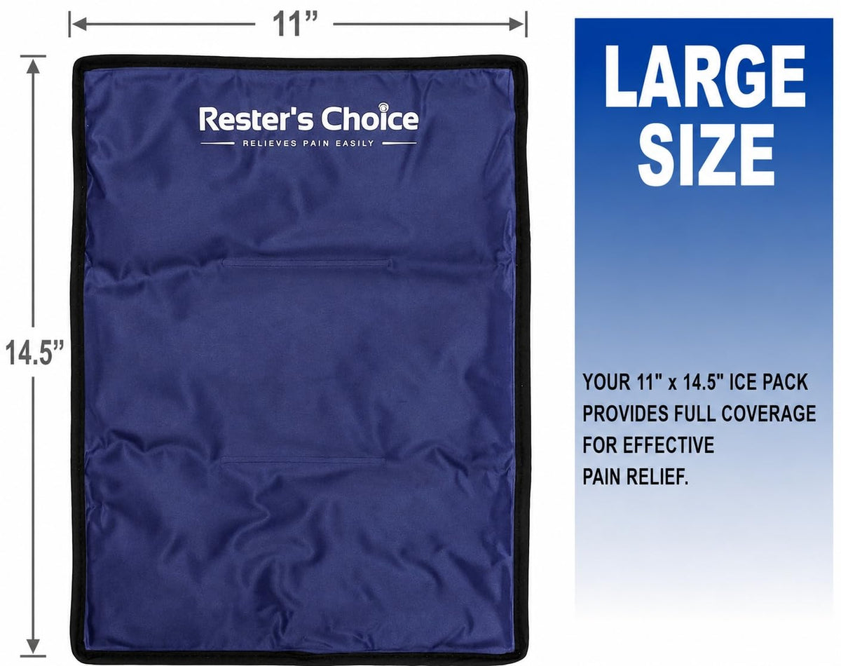 Ice Pack for Injuries Reusable, Soft Gel Flexible - (Large: 11"x14.5") for Hip, Shoulder, Knee, Back - Comfy Cold
