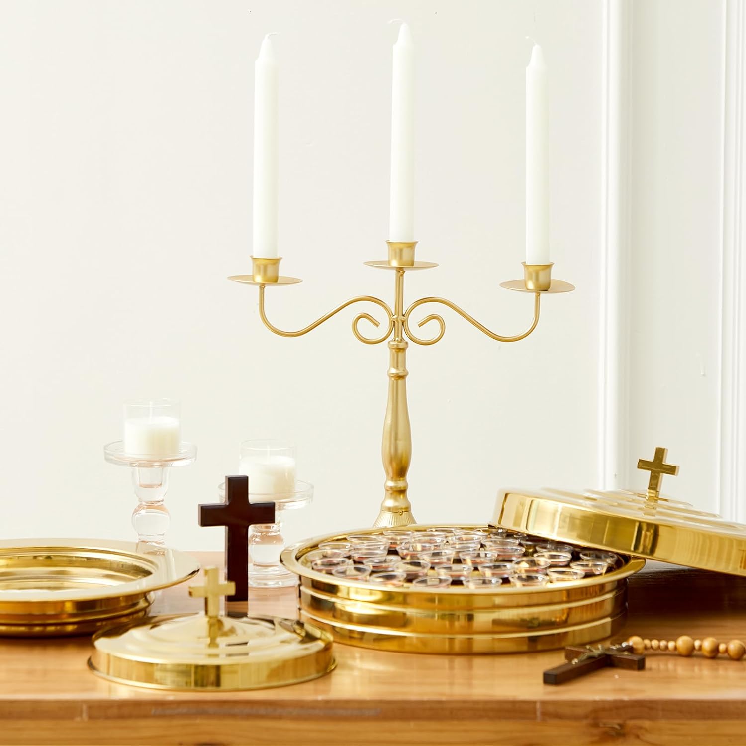2 Pcs Communion Set Holy Trays for Churches with Lid Communion Plates with Lid Churches Cups Filler and Disposable