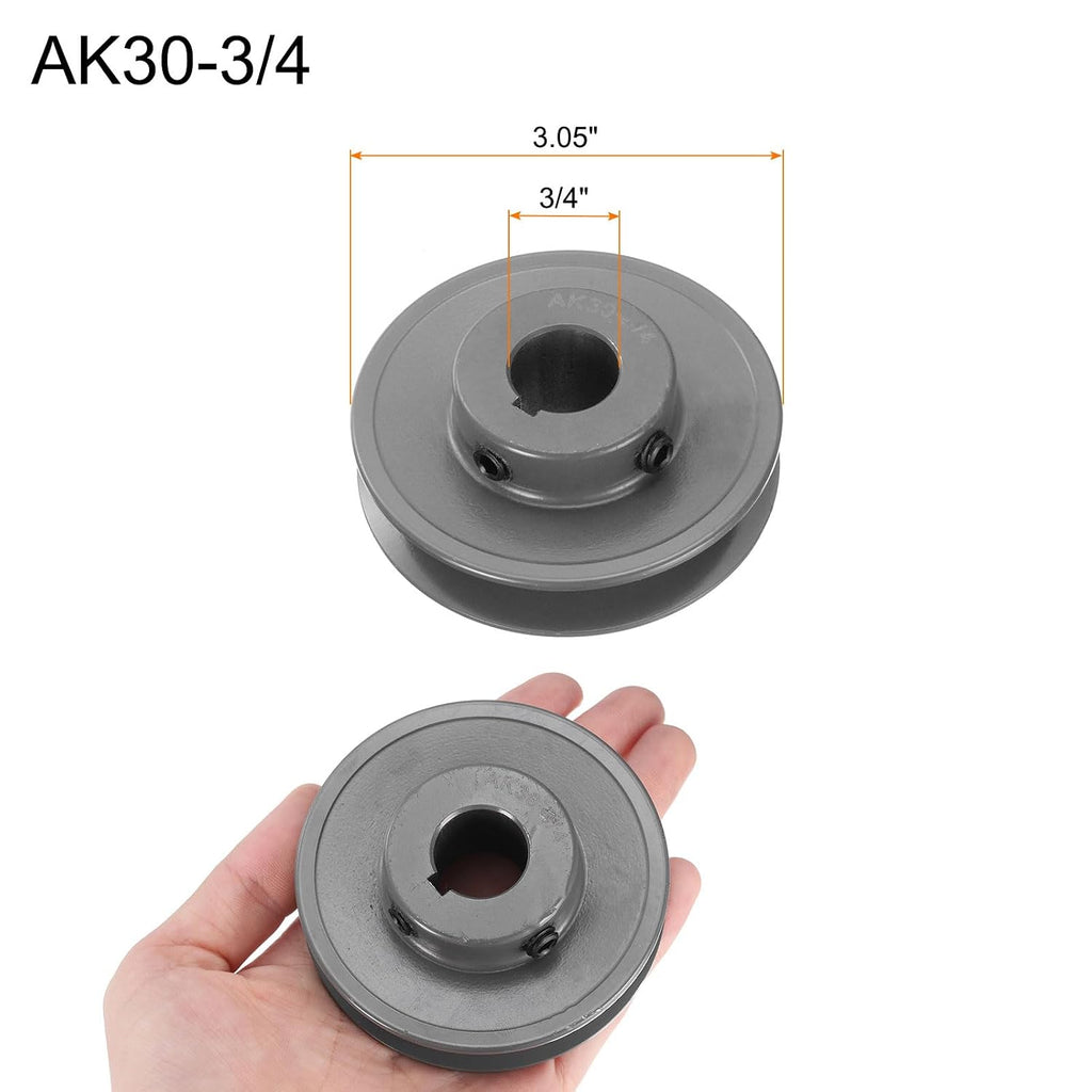 uxcell AK30-3/4 V-Belt Sheave 3/4" Bore, 3.05" OD, Single Groove Web Sheave