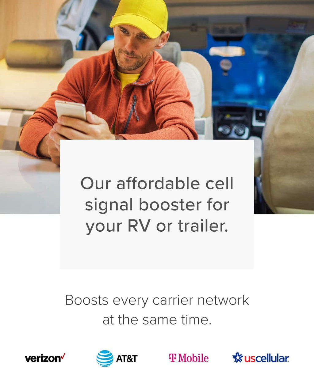Drive X RV Base - Cell Phone Signal Booster kit | Boosts 4G LTE & 5G for All U.S. Carriers - Verizon, AT&T, T-Mobile