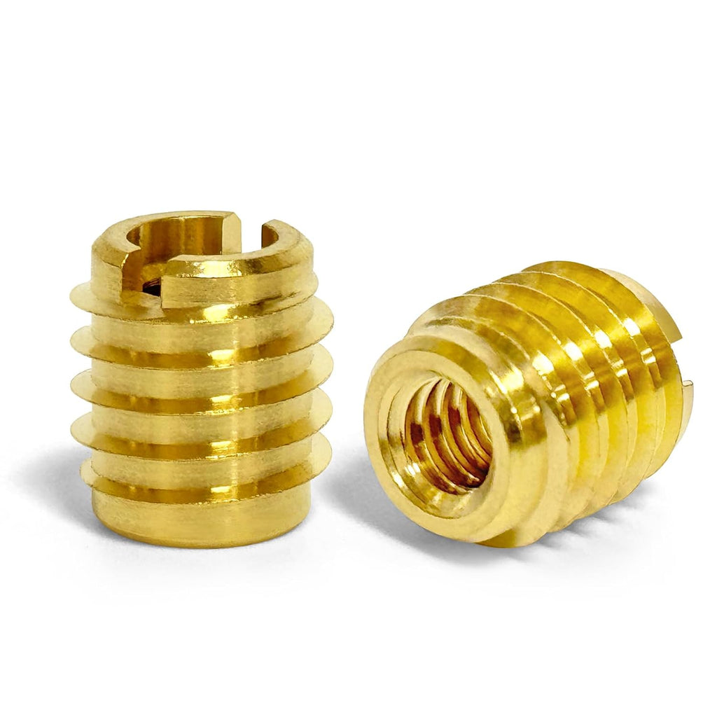 M3-0.5 Threaded Insert for Hard-Wood, Brass Knife Thread Inserts, M3-0.5 Internal Threads, 0.375" Length, Pack of 10