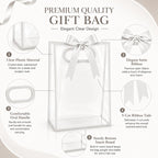 12 Pack Clear Gift Bags with Handles, White