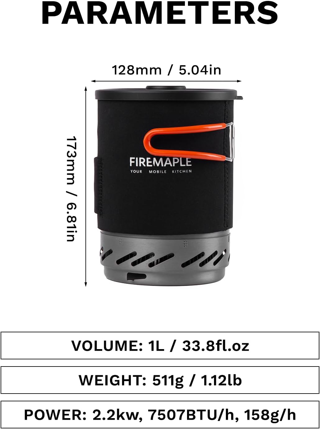 Fixed Star 1 Backpacking and Camping Stove System, Black 18oz | 30% Faster Boil with HX Base, Piezo Ignition, Safe &
