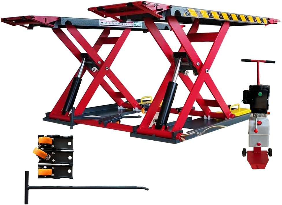 X77 7000Lbs 110V Portable Car Lift Scissor Lift, Electric Release 39.37" Auto Lift Adjustable Mid Rise Lift for Cars