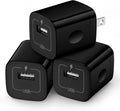 Wall Charger Cube,1A/5V Single Port USB Plug 3 Pack Travel Black Charging Block Box Adapter Compatible Phone,Samsung