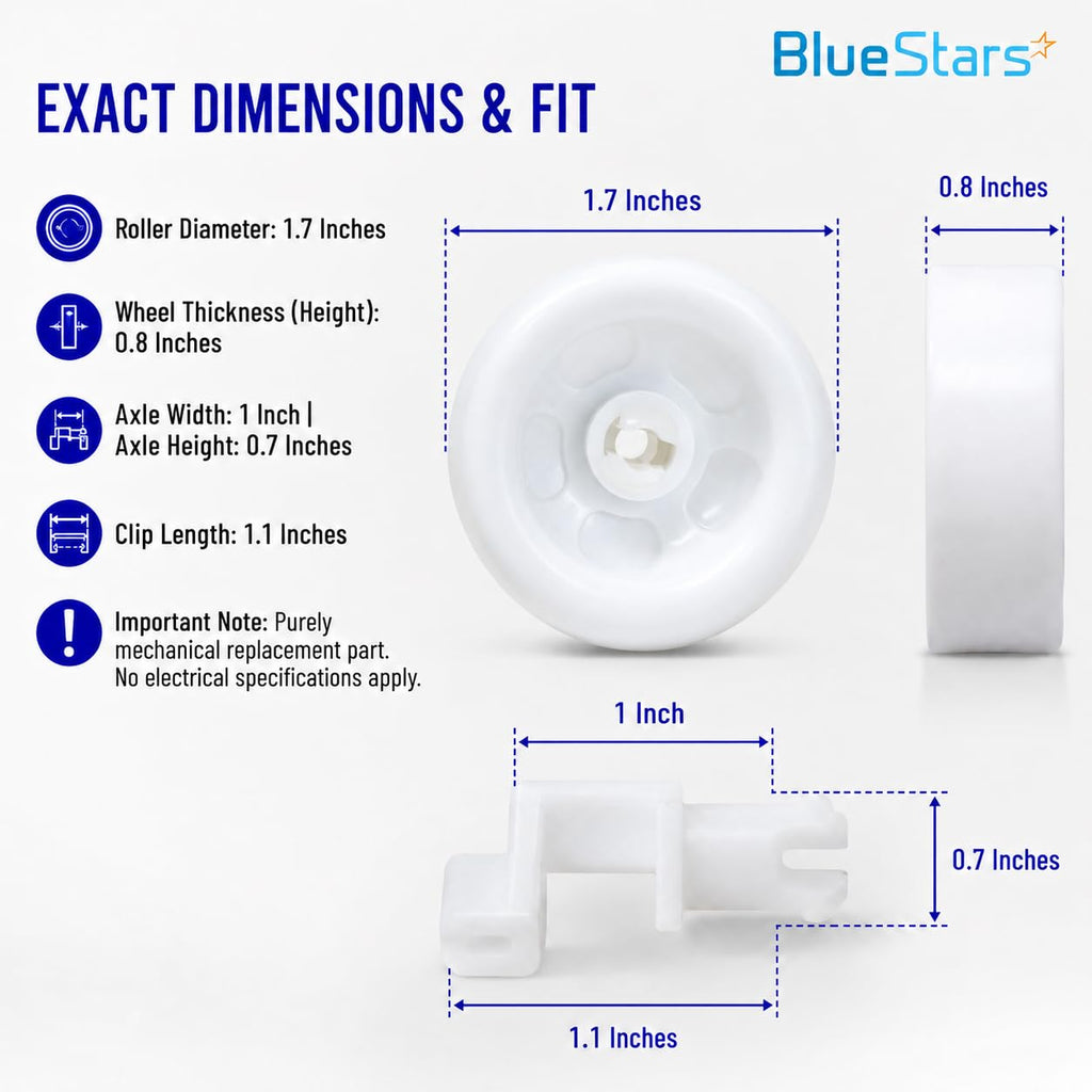 BlueStars 8 Packs WD12X271 Dishwasher Lower Rack Roller and Axle Kit